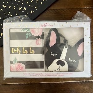 Kate aspen french bulldog passport cover and luggage tag